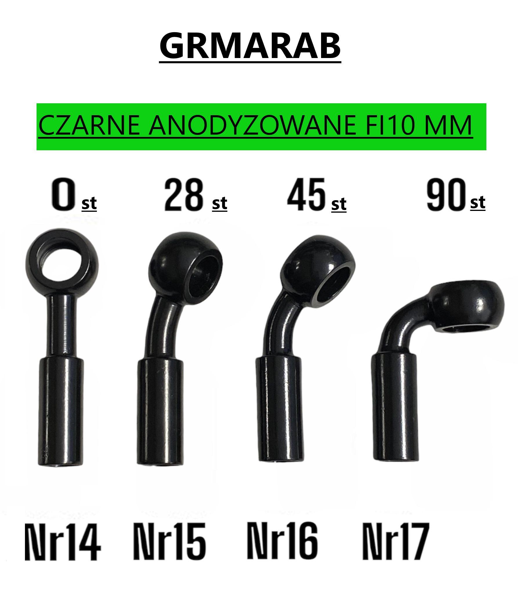 czarne końcówki do przewodów hamulcowych anodyzowane wysoka jakośc